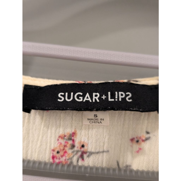 Women's SUGAR + LIP2 Cream Floral Smocked Blouse S - Picture 4 of 8